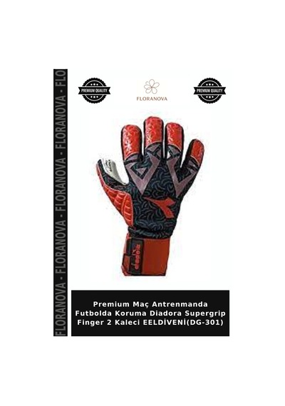 Premium Maç Antrenmanda Futbolda Koruma Diadora Supergrip Finger 2 Kaleci Eeldiveni Dg-301 Siyah - Kırmızı