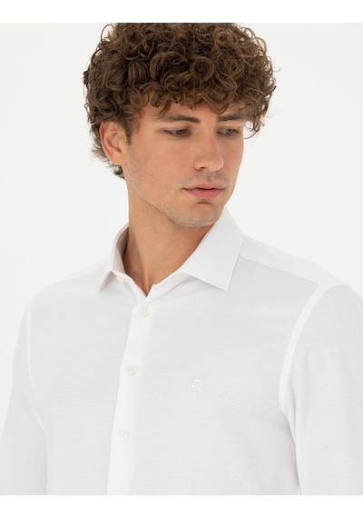 Pierre Cardin Erkek Beyaz Desenli Gömlek 50275511-vr013 Beyaz