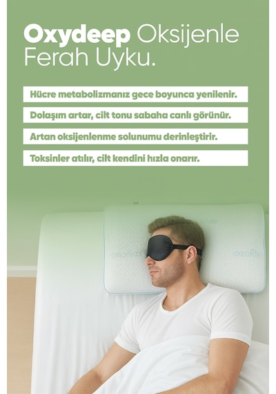 Tago Home Oxydeep Ortopedik Visco Yastık Nefes Alabilen - Uyku Düzenleyen - Yorgunluk Önleyici Beyaz