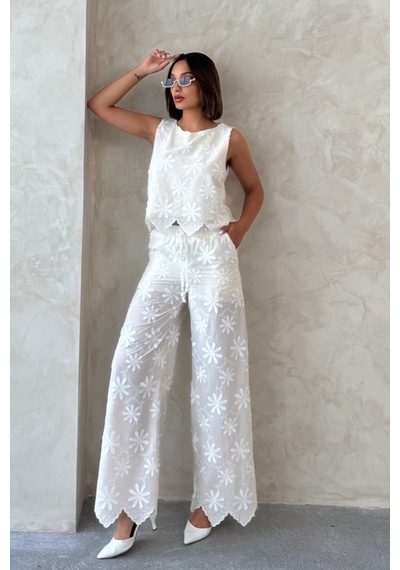 Verymoda D 2913 Nakışlı Pantolon D2913 Taş