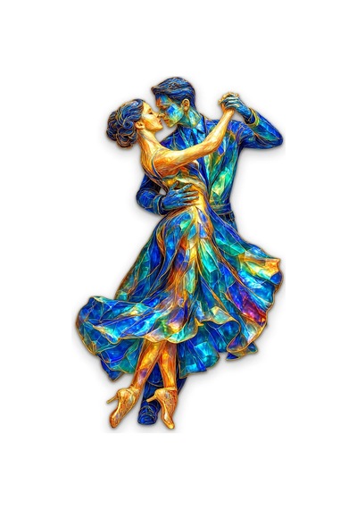 Mozaik Desenli Dans Eden Çift - Metal Tablo - Dec0271 47 X 80 Cm Çok Renkli