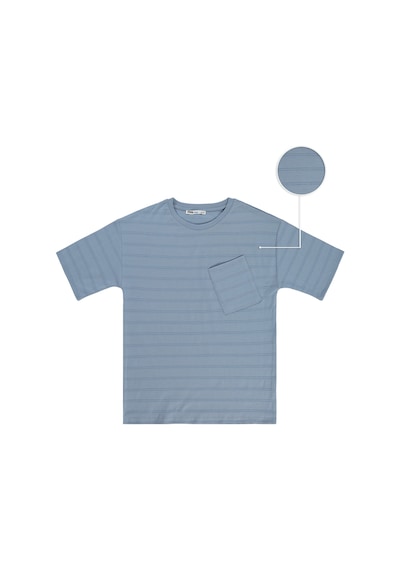 Civil Boys Basic Önü Cepli 10-13 Yaş Tişört - Mavi Açık İndigo