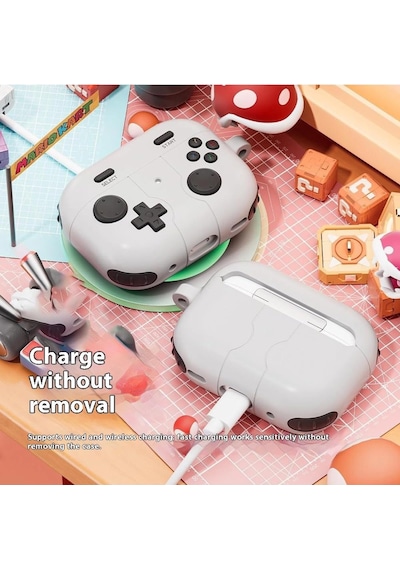 Caseonn Kılıf Retro Gamepad Siyah Siyah Samsung Galaxy Buds 3 Pro İle Uyumlu