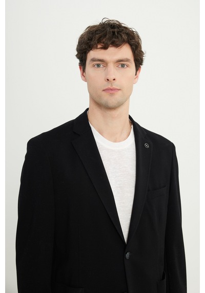 AC&Co / Altınyıldız Classics Erkek Sıyah Pamuklu Slim Fit Dar Kesim Armürlü Esnek Torba Cepli Blazer Ceket Siyah AC&Co / Altınyıldız Classics Erkek Sıyah Pamuklu Slim Fit Dar Kesim Armürlü Esnek Torba Cepli Blazer Ceket Siyah