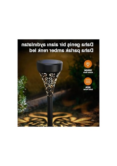 Siyah Kazıklı Bahçe Aydınlatma Seti, 6 Adet, Solar Enerji İle Çalışır 10 Parça Siyah