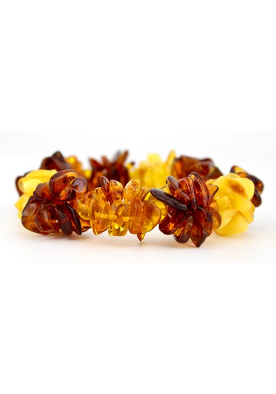 Kehribar Bileklik Amorf Tasarım Ambergold Blk23-122 Çok Renkli