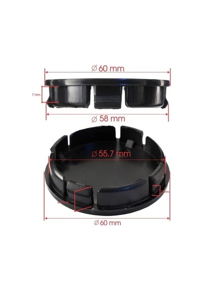 Trobus Jant Göbek Kapağı Damla Geçme 4'lü Set 55-58 Mm