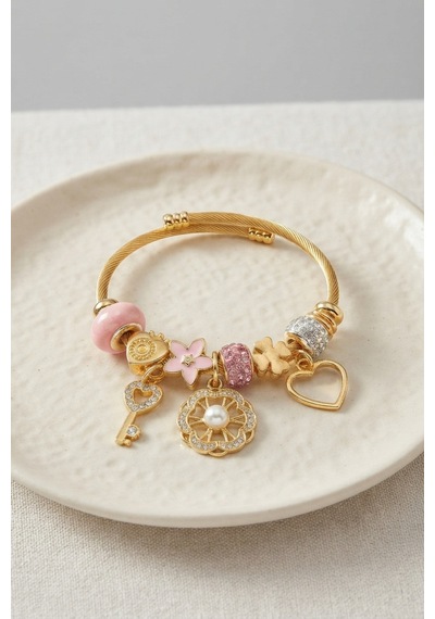 Pembe Charmlı Model Kadın Bileklik