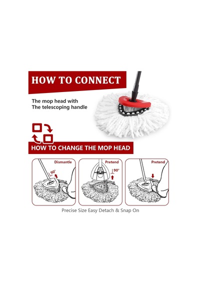 O-ceda Easywring Spin Mop İçin 5'li Paket Döner Paspas Değiştirme, Derin Temizlik İçin Mikrofiber Paspas Yedekleri