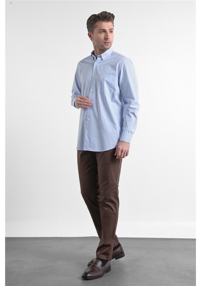 İmza Beyaz - Mavi Düğmeli Yaka Uzun Kol Cepli Comfort Fit Pamuk Gömlek 1004260175 XL İmza Beyaz - Mavi Düğmeli Yaka Uzun Kol Cepli Comfort Fit Pamuk Gömlek 1004260175 XL