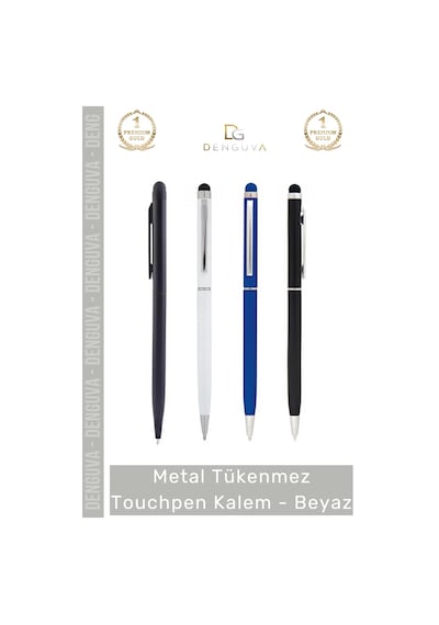 Kalem Kurumsal Promosyon Lazer Baskı Metal Gövde Dokunmatik Şık Tükenmez Touchpen Kalem Beyaz Çok Renkli