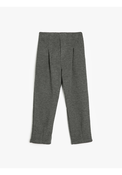 Koton Basic Pantolon Beli Lastikli Pile Detaylı Antrasit 5wkg40228ak Antrasit