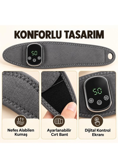 Valkyrie Isıtmalı Titreşimli El Bilek Masaj Aleti Şarjlı 5 Isı Ayarlı 3 Kademeli Masaj Destekli Gri