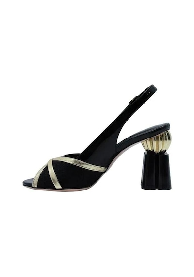 Poletto Hakiki Deri /tekstil Altın-sax Mavı Sandalet Topuklu 380 13-527 Altın