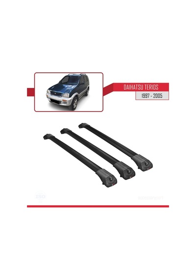 Daihatsu Terios 1997-2005 Arası İle Uyumlu Ace-1 Ara Atkı Tavan Barı Siyah 3 Adet Bar