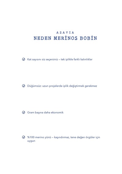 Asavia İtalyan Merinos Yünü Örgü İpi Bobin %100 Merino 100 Gr Lacivert