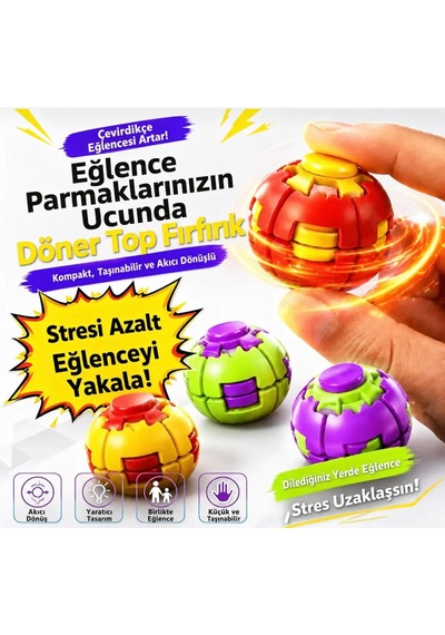 Spin Ball Bas Döndür Stres Giderici Işıksız Renkli Mekanizmalı Fidget Spinner Top Oyuncak Fırfırik 7 Cm