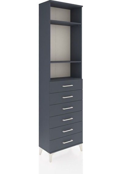 Arges Dolap 3 Raflı 6 Çekmeceli 60x30x221 Antrasit-antrasit Antrasit