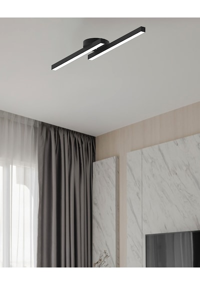 Marea Siyah Kasa, Doğal Beyaz Işık Modern Plafonyer Led Avize Siyah