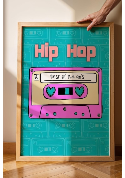90'lar Hip Hop Kaseti Çerçeveli Tablo - Pop Art Poster Tablo