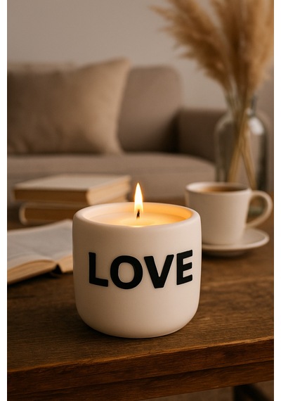 Dekoratif Kokulu Mum Love Beyaz Love