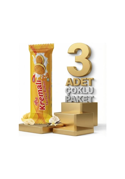 Afia Muz Kremalı Sandviç Bisküvi 3x60 Gr