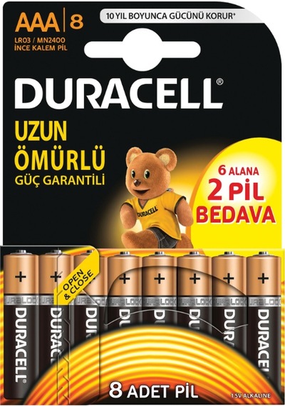 Duracell AAA İnce Pil 8'li