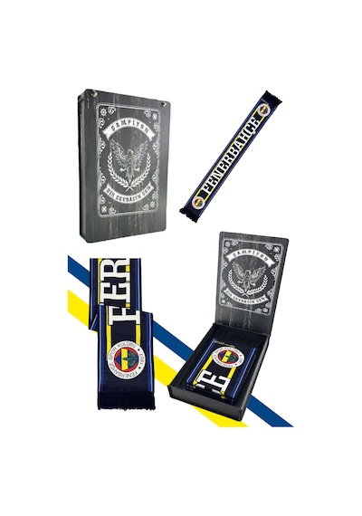 Fenerium Fenerbahçe Lacivert Üç Renkli Unisex Dokuma Atkı Lazer Kutu Hediyeli Lacivert Lzr
