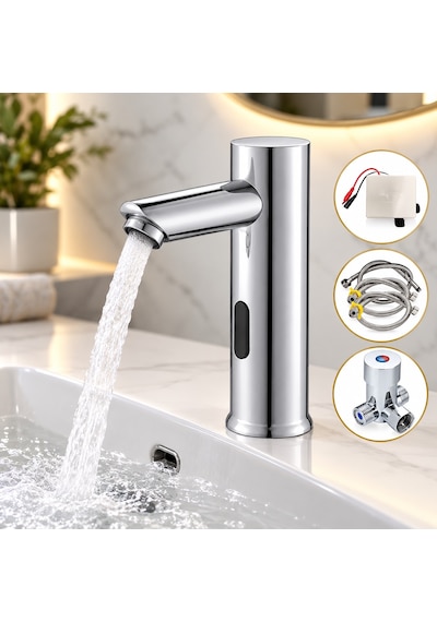 Alfas Fotoselli Lavabo Bataryası Pilli Karıştırıcı Sensörlü Otomatik Sıcak Soğuk Karıştırıcılı
