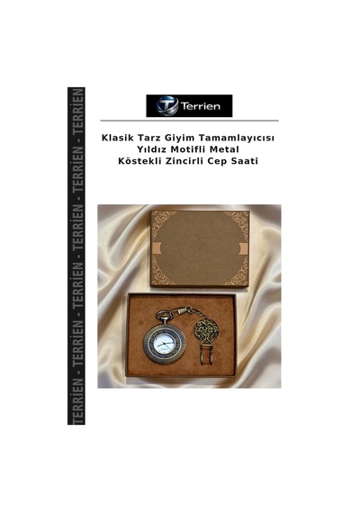 Klasik Tarz Giyim Tamamlayıcısı Yıldız Motifli Metal Köstekli Zincirli Cep Saati