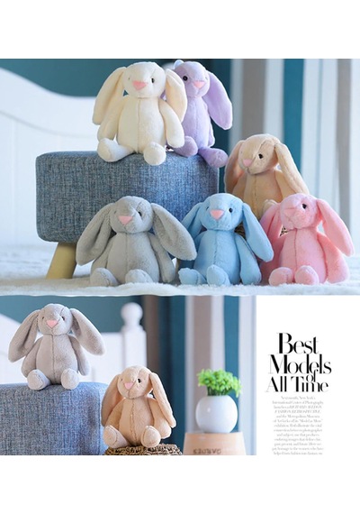 Sole Premium Özel Hediye Kutusunda 45 Cm Mavi Bunny Tavşan Ve 5 Adet Pembe Peluş Ayıcık Buketi