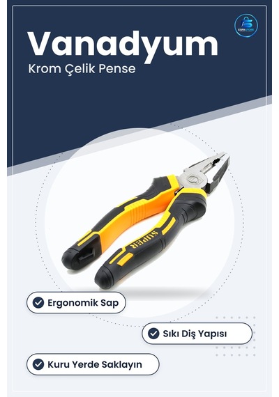 Pense Krom Vanadyum Çelik Saplı Ev Atölye Onarım Tel Boru Kesme B