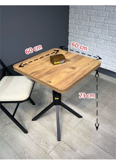 Zeren Kare Atlantik Çam Balkon Masası Mutfak Yemek Masası 60 Cm