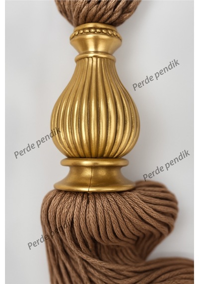 Modern Fon Perde Toplama Aparatı Koyu Krem Kornişe Takmalı Tavan Braçolu, Perde Aksesuarı 1 Adet Gold Kuka - Koyu Krem Modern Fon Perde Toplama Aparatı Koyu Krem Kornişe Takmalı Tavan Braçolu, Perde Aksesuarı 1 Adet Gold Kuka - Koyu Krem