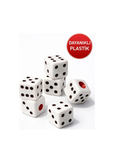 6 Lı Set 10.5 Mm Okey & Tavla Zarı Net Noktalı Dayanıklı Okey & Tavla Zarları