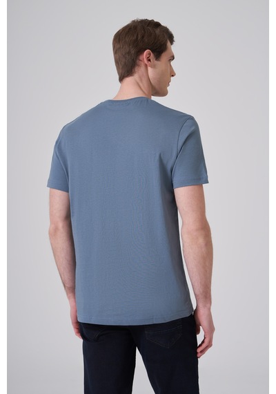 Morven Erkek İndigo Basic Bisiklet Yaka Dynamic Fit Pamuk T-shirt 26yc018008308 İndigo