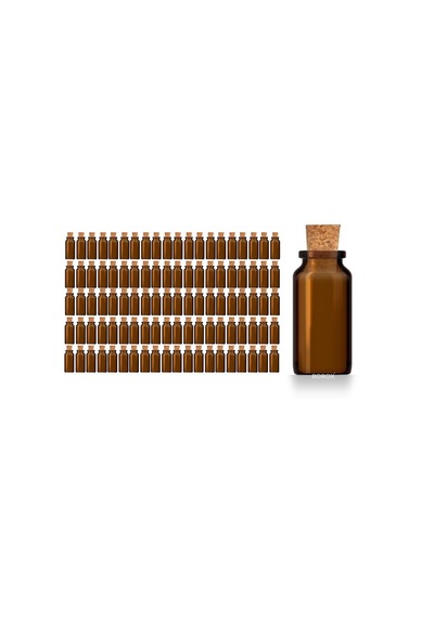 Borox Mantar Tıpalı Amber Cam Şişe - Mini Küçük Şişe 10 Ml - Tıpalı Küçük Şişe 100 Adet/paket