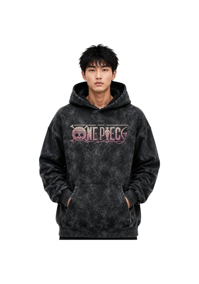 Sevbano One Piece Monkey D. Luffy Anime Baskılı Unisex Oversize Yıkamalı Siyah
