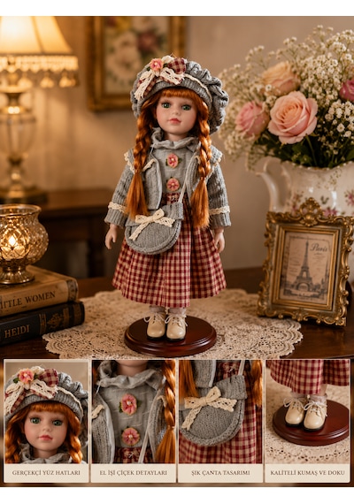 35 Cm El Yapımı Porselen Bebek Biblosu Vintage Country Tarzı Dekoratif Koleksiyonluk Biblo -