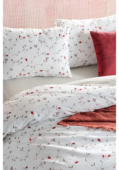 Doqu Home Ranforce Elegan Çift Kişilik Nevresim Takımı - Beyaz