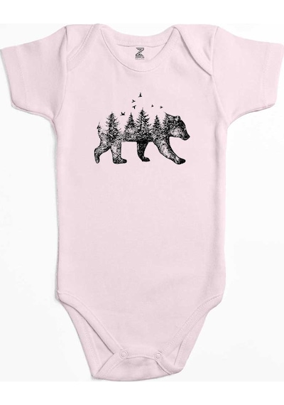 Zepplin Giyim Bear Forest Pembe Bebek Body Zıbın