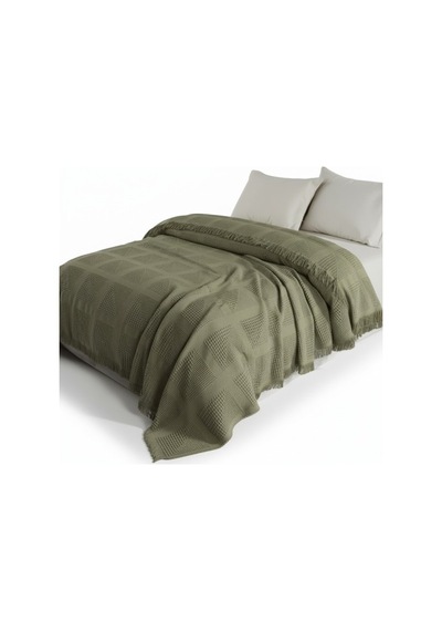 Sirus Çift Kişilik Jakarlı Pike , %100 Pamuk Jakarlı Dokuma 240x260 Cm Haki