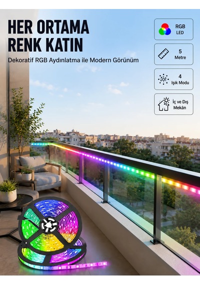 5 Metre Kumandalı Rgb Şerit Led Aydınlatma 67684491