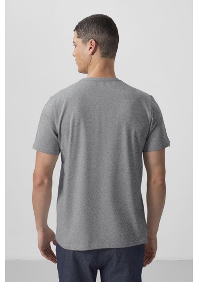 Tommylife Gri Melanj Basic Kısa Kol Standart Kalıp V Yaka Erkek T-shirt - 87912 Gri Melanj