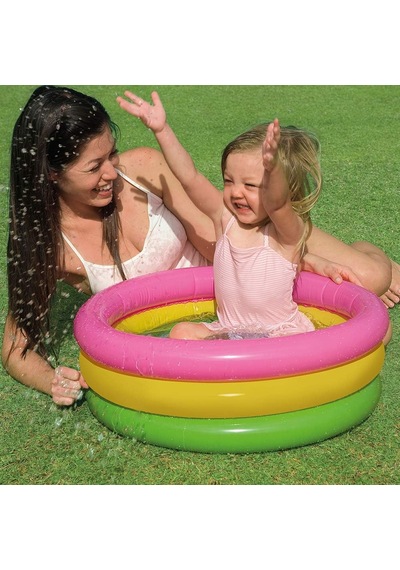 57107 Renkli Şişme Taban 3 Bölme Havuz 61 Cm, Su Sporları, Plaj Malzemesi, Şişme Ürün, Yüzme Aksesuarı, Kamp, Dalış, Güvenlik