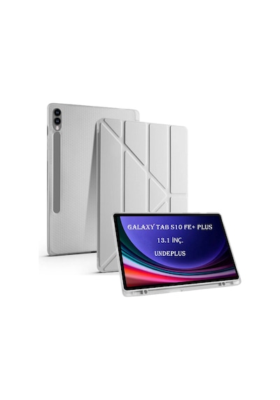 Samsung Uyumlu Galaxy Tab S10 Fe+ Plus Kılıf Kalem Bölmeli Trifolding Case X620 X626 Kapaklı