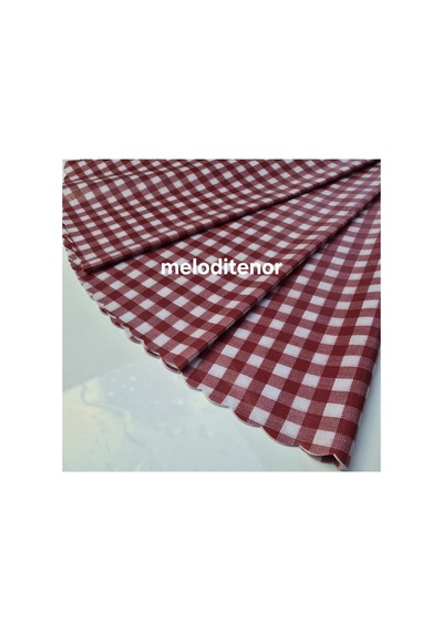 Astarlı Kaymaz Silinebilir Kırmızı Beyaz Pötikare Yuvarlak Pvc Muşamba Masa Örtüsü 140 X 140 Cm