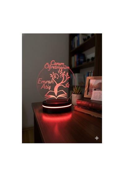Kişiye Özel Canım Öğretmenim Led Lamba Öğretmenler Günü Hediyesi, İsim Yazılı, Rgb Işıklı