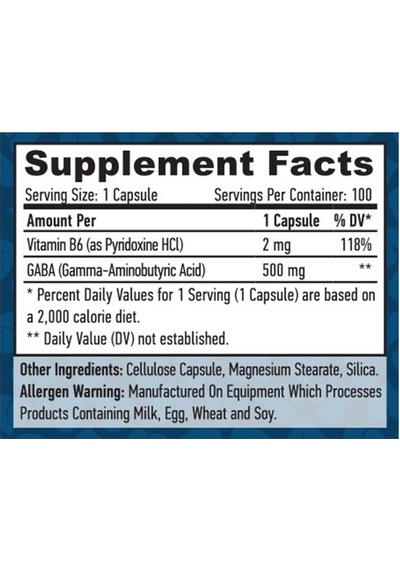 Haya Labs Gaba + B-6 500 Mg / 100 Vcaps