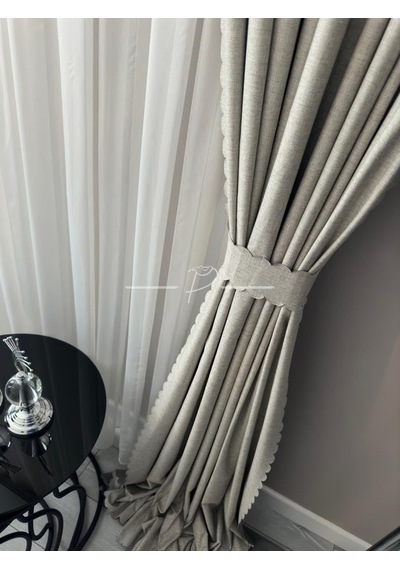 %100 Karartma Blackout Sıvama Keten Ultrasonik Kesim Fon Perde 2 Renk Seçeneği 150 X 270 Açık Bej Genel